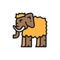 Mammoth, prehistoric animal flat color line icon. Isolated on white background