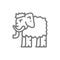 Mammoth, prehistoric animal line icon.