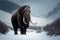 Mammoth in the snowy landscape. Animal in snowy landscape. Generative AI