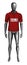 Man 3d monochrome dummy dressed in red sale t-shirt. Standing fr