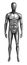 Man 3d monochrome dummy with steel texture. Standing front view