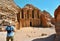 Man in Ad Deir the Monastery Temple in Petra in Jordan
