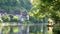 Man admiring Dordogne River at Beaulieu sur Dordogne, Correze, Limousin