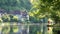 Man admiring Dordogne River at Beaulieu sur Dordogne, Correze, Limousin