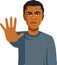 Man of African Ethnicity Making Stop Gesture Vector Illustration