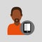 man african technology smartphone icon design graphic isolated