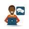 Man afroamerican using laptop bubble speech media icon