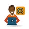 Man afroamerican using laptop mail media icon