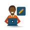 Man afroamerican using laptop write icon