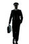 Man in airline pilot uniform silhouette walking