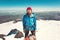 Man alpinist climbing in mountains