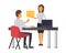Man andwoman working at office. Business office vector