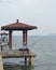 Man is angling fish on lake in Wuhan, China