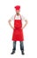 Man in apron. Confident mature handsome man white background. Cooking as professional occupation. Uniform for cooking