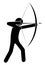Man, an archer aims at a target, prey on the hunt. Shooter athlete. Isolated vector on white background