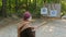 Man archer training with wooden bow