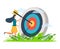 A man with an arrow is running towards his goal along a winding road, motivation is advancing, the path to achieving the