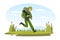 Man as Military Special Force in Uniform and Rifle Running with Rucksack Vector Illustration