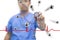 Man asia doctor show stethoscope icon human