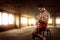 Man asian boxer sitting with wearing white strap