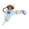 Man Astronaut Character in Outer Space in Spacesuit Flying in the Air Vector Illustration