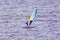 A man is an athlete windsurfing on the Volga River in the summer evening