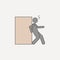 man with back pushes box 2 colored line icon. Simple colored element illustration. man with back pushes box outline symbol design