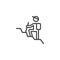 Man with a backpack hiking line icon