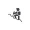 Man with a backpack hiking vector icon