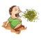 Man Bad Breath And Full Stomach Color Illustration Design