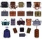 Man bag vector manlike fashion handbag or business briefcase and leather notecase or wallet of businessman illustration