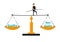 A Man in Balances Himself in a Justice Scale. Editable Clip Art.