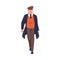 Man Bandit or Gangster of Old London Walking Wearing Overcoat and Peaked Flat Cap Vector Illustration