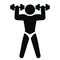 Man and barbell, black silhouette, vector icon, symbol