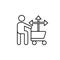 Man basket buying decision icon. Element of consumer behavior line icon