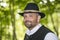 Man with Bavarian traditional black hat