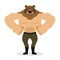 Man Bear. Strong powerful wild evil animal with big muscles.