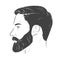 Man with beard. Barbershop trimming bearded hipster hairstyle. Stylish haircut. Man face portrait different angle view