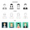 A man with a beard, a businesswoman, a pigtail girl, a bald man with a mustache.Avatar set collection icons in flat