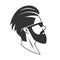Man with beard hipster barbershop vector emblem