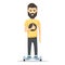 Man with beard on hoverboard