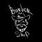 Man with beard and mustache with cowboy hat logo for barbershop. Simple linear sketch of a hipster, cowboy.