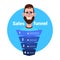 Man beard portrait manager sales funnel with steps stages business infographic. purchase diagram concept over white