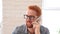 Man with Beard and Red Hairs Talking on Phone, Discussion, Portrait