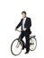 Man with bicycle and helmed