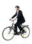 Man with bicycle and helmed