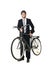 Man with bicycle and helmed