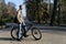 Man on a bicycle in the park.