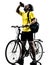 Man bicycling mountain bike drinking silhouette