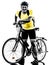 Man bicycling mountain bike standing silhouette